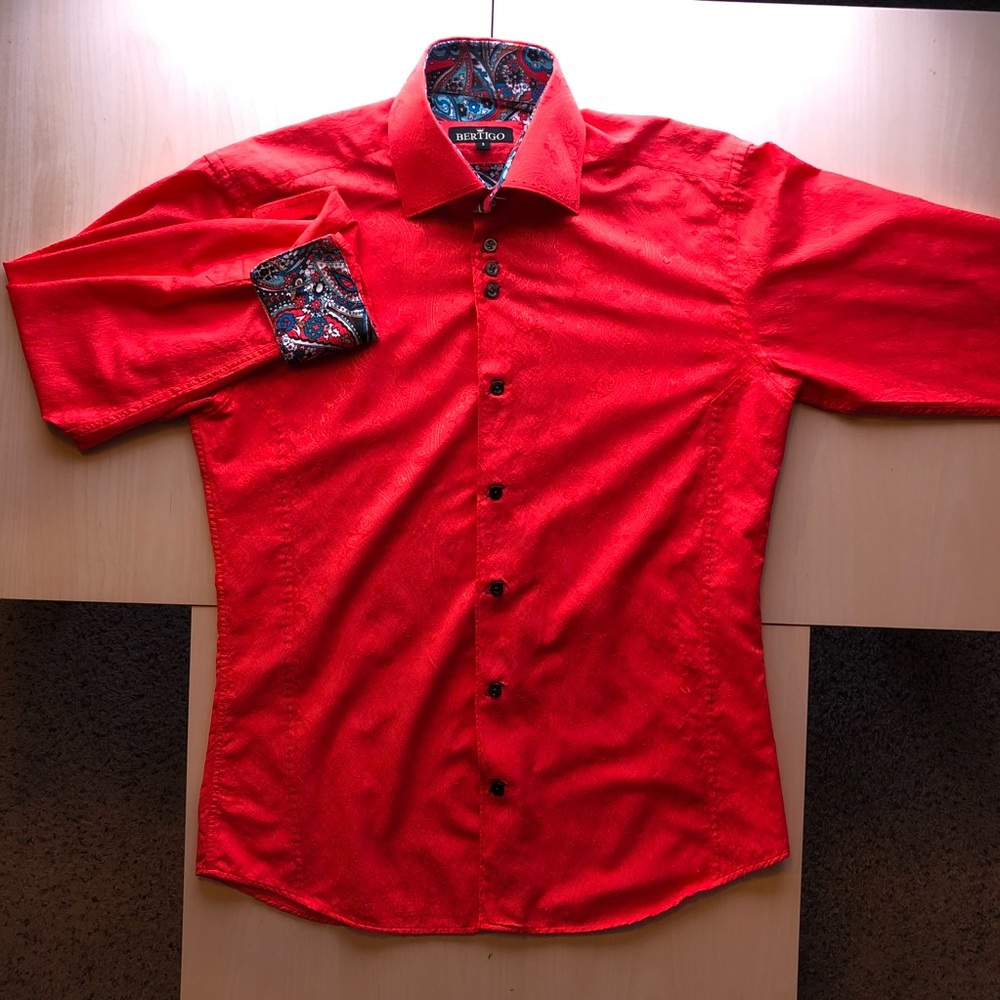 Designer Coral Button down long sleeve shirt